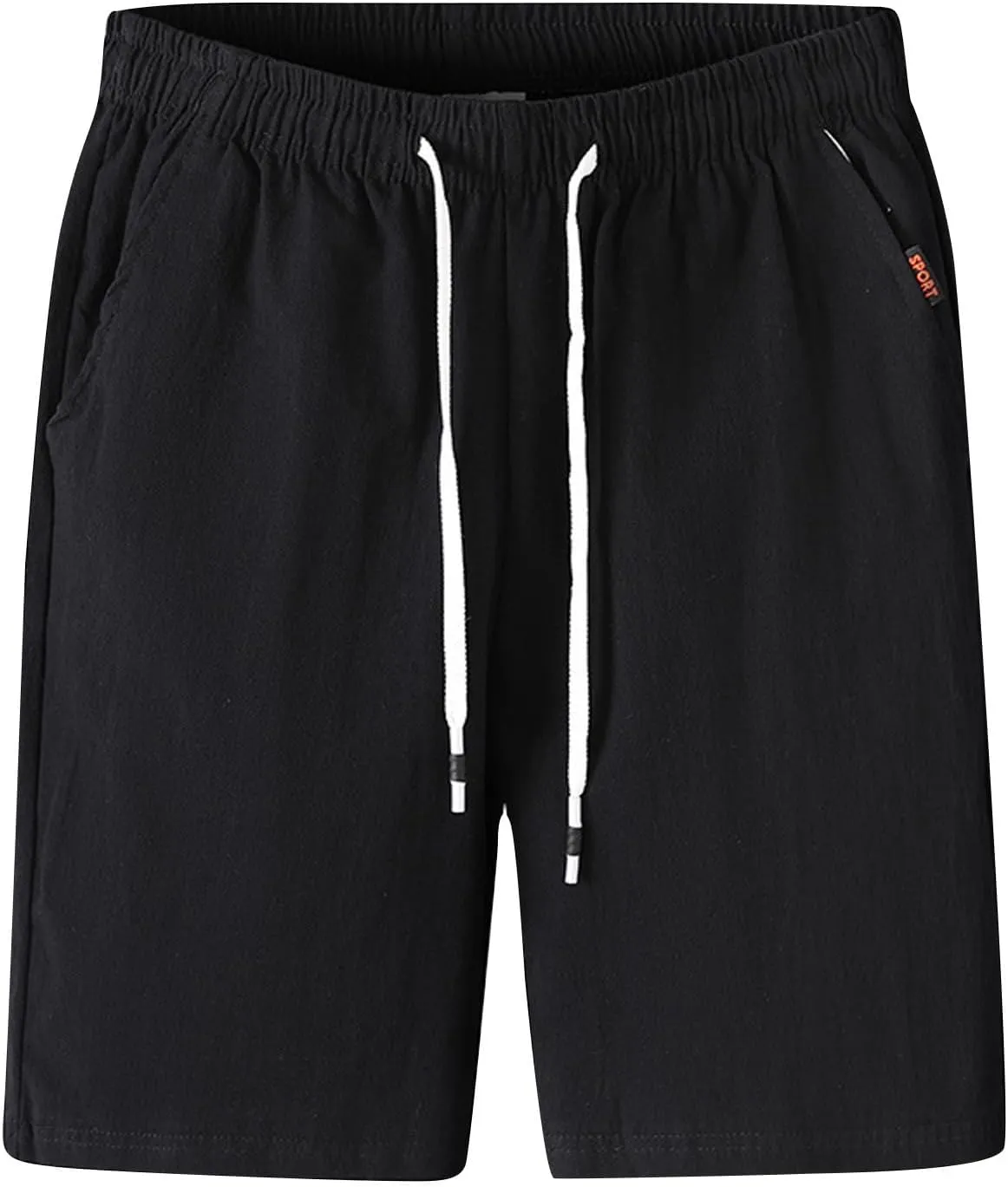 Men's Cotton Blend Shorts Elastic Waist Drawstring Shorts with Pockets Workout Jogger Relaxed Fit Shorts for Men