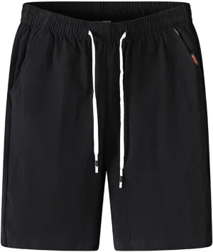 Men's Cotton Blend Shorts Elastic Waist Drawstring Shorts with Pockets Workout Jogger Relaxed Fit Shorts for Men
