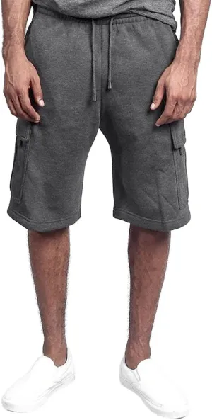 Men's Cotton Cargo Shorts - Drawstring Elastic Waist Relaxed Fit Workout Shorts Lounge Sweat Shorts with Multi-Pockets