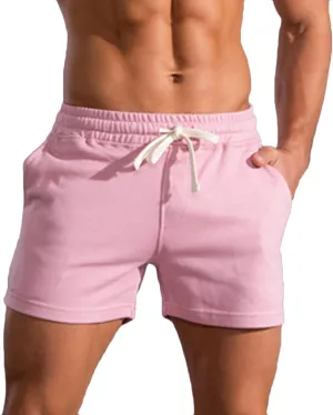 Mens Cotton Shorts Workout Gym Jogger Sweat Shorts Training Casual Shorts Drawstring Lounge Shorts with Pockets