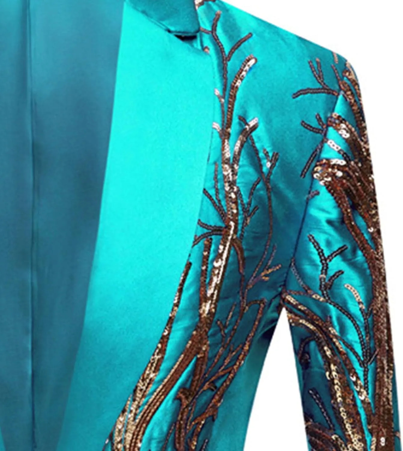 Men's Embroidered Sequin Suit Set 1 Button Slim Fit Prom Sport Coats and Pants Wedding Banquet Blazers Tuxedo