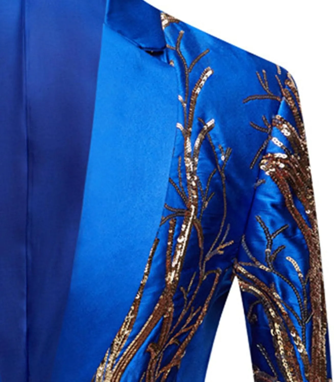 Men's Embroidered Sequin Suit Set 1 Button Slim Fit Prom Sport Coats and Pants Wedding Banquet Blazers Tuxedo