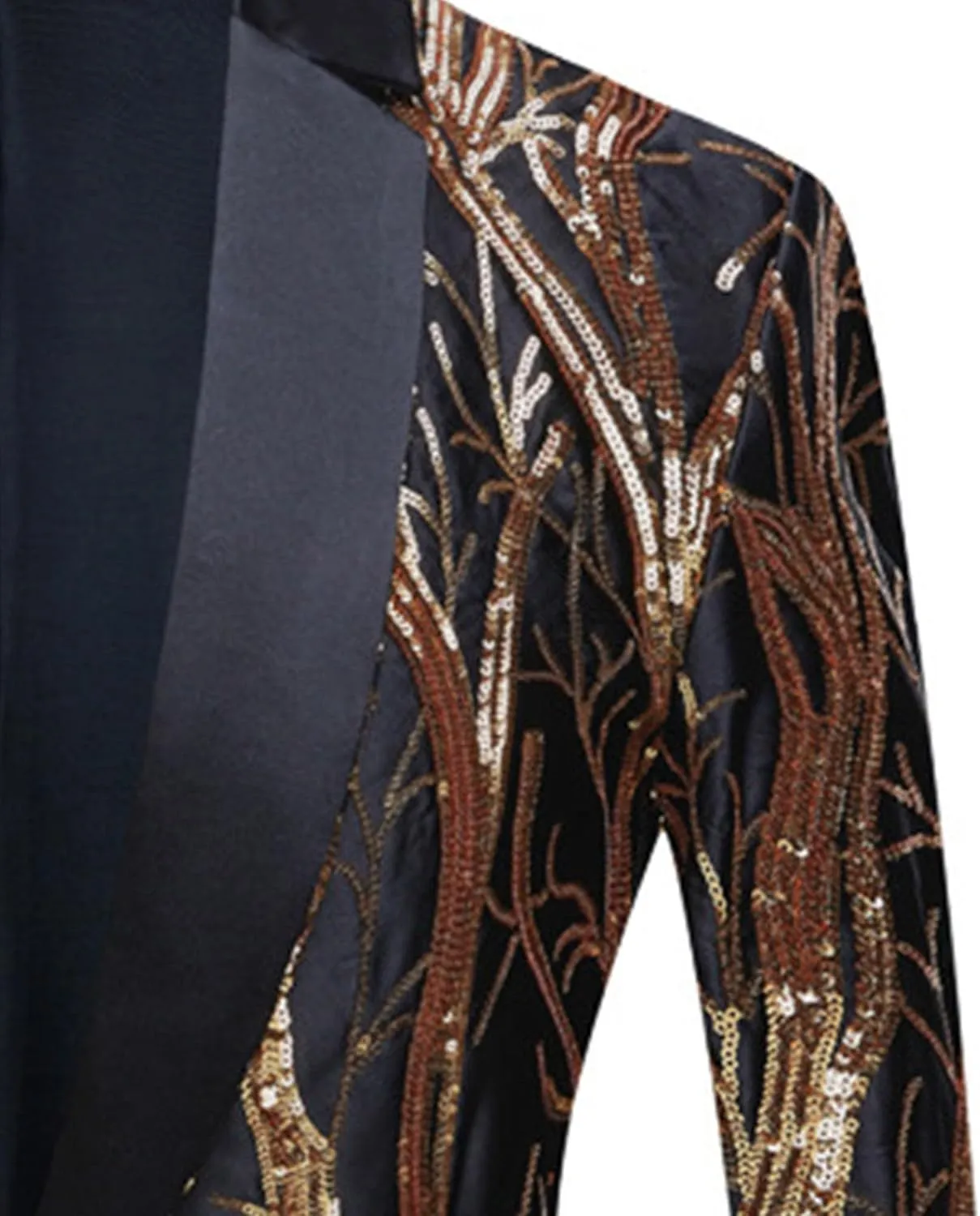 Men's Embroidered Sequin Suit Set 1 Button Slim Fit Prom Sport Coats and Pants Wedding Banquet Blazers Tuxedo