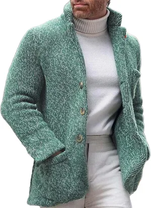 Mens Fashion Knitted Blazers Sweaters Plus Size Thicken Thermal Winter Cardigan Casual Long Sleeve Button Down Jacket