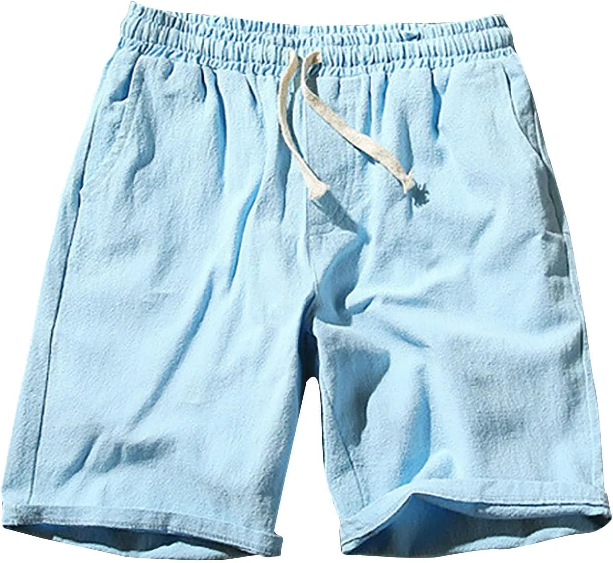 Men's Linen Shorts 2024 Summer Beach Shorts Mens Casual Vacation Shorts Loose Cotton Linen Breathable Lounge Shorts