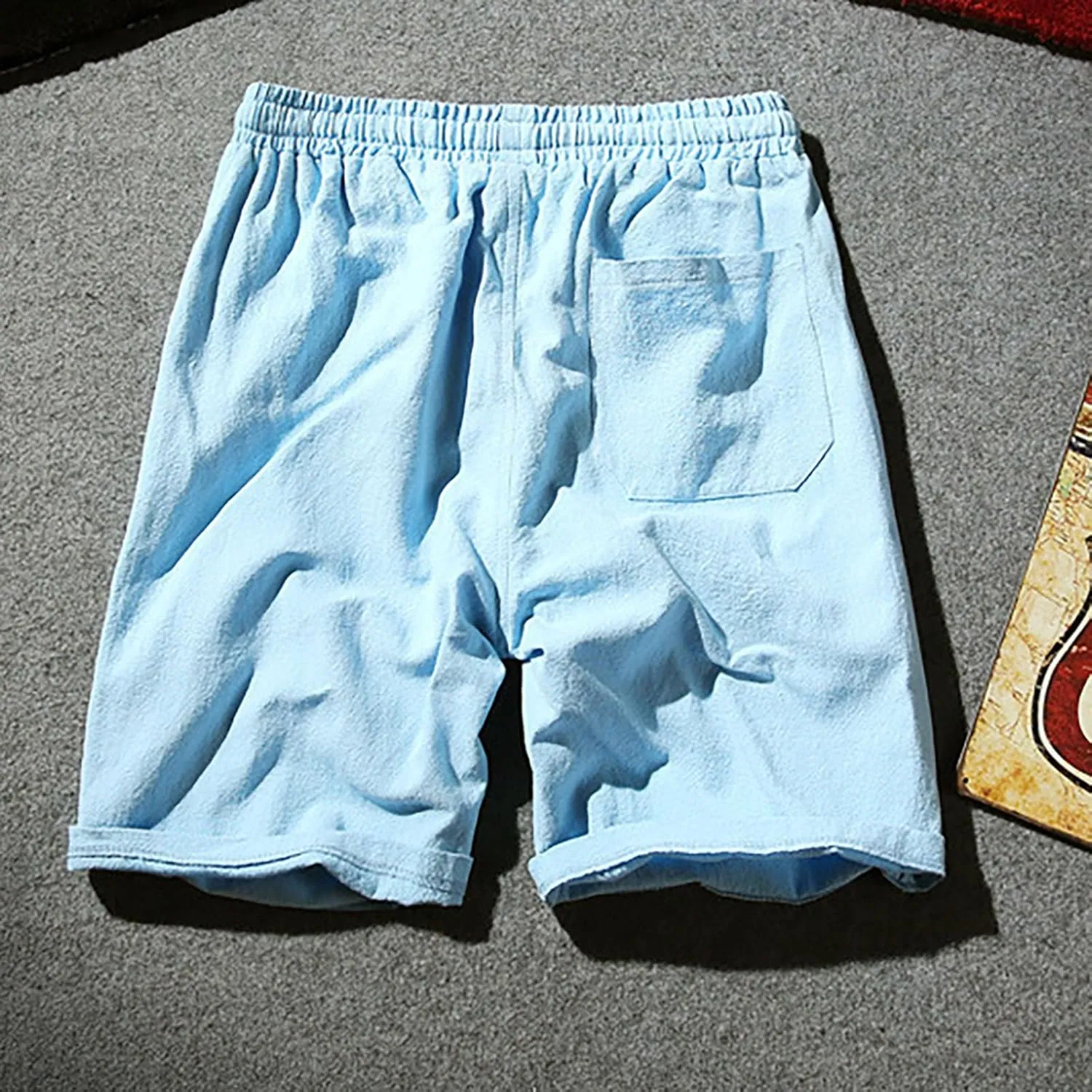 Men's Linen Shorts 2024 Summer Beach Shorts Mens Casual Vacation Shorts Loose Cotton Linen Breathable Lounge Shorts