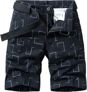 Mens Linen Shorts Stylish Plaid Buckle Zipper Cargo Shorts Pockets Outdoor Fashion Work Utility Tooling Shorts