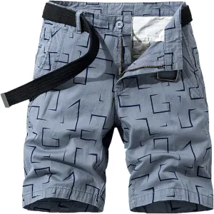 Mens Linen Shorts Stylish Plaid Buckle Zipper Cargo Shorts Pockets Outdoor Fashion Work Utility Tooling Shorts