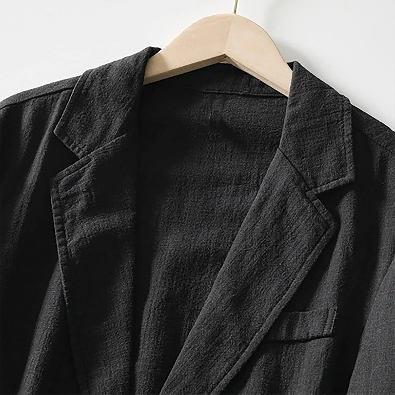 Mens Loose Fit Linen Cotton Casual Blazers Lightweight Button Down Sport Coats Lapel Collar Summer Suit Blazer Jacket