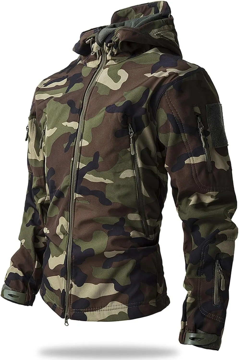 Men's Military Tactical Jackets Camo Hooded Softshell Jacket Outdoor Hunting Hiking Coat Winter Waterproof Windbreaker