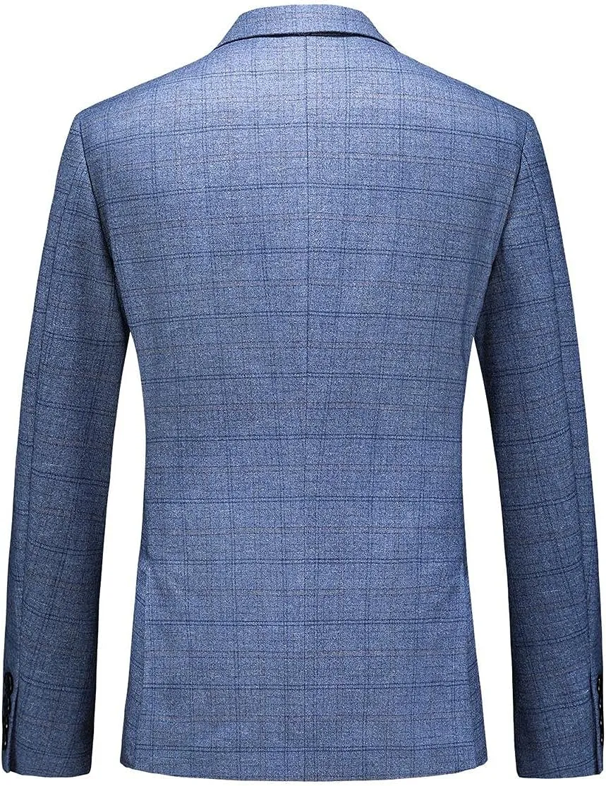 Mens Plaid Blazer Sports Coat Casual Slim Fit Checkered Blazer for Men Wedding