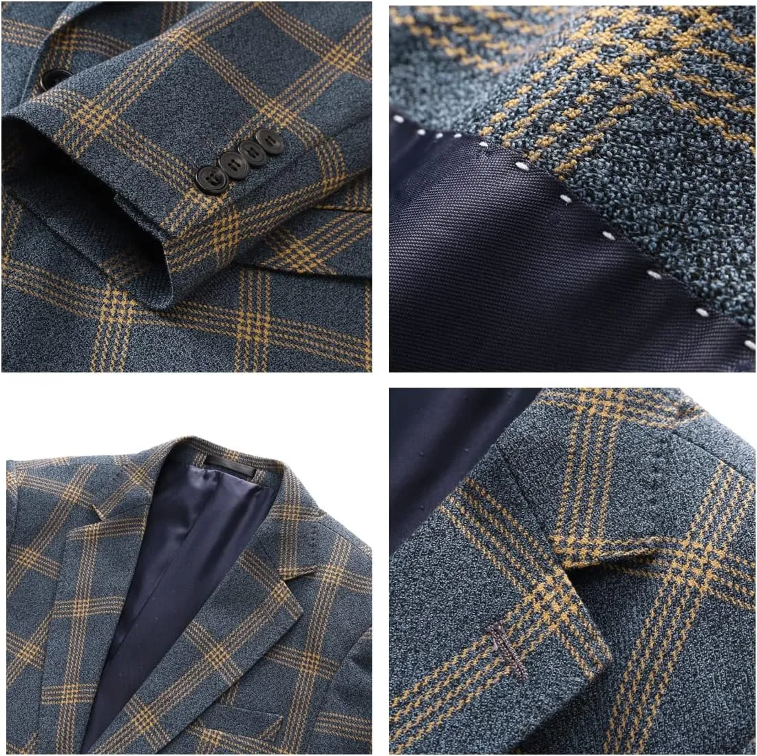 Mens Plaid Blazer Sports Coat Casual Slim Fit Checkered Blazer for Men Wedding