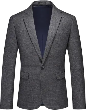 Mens Plaid Blazer Sports Coat Casual Slim Fit Checkered Blazer for Men Wedding