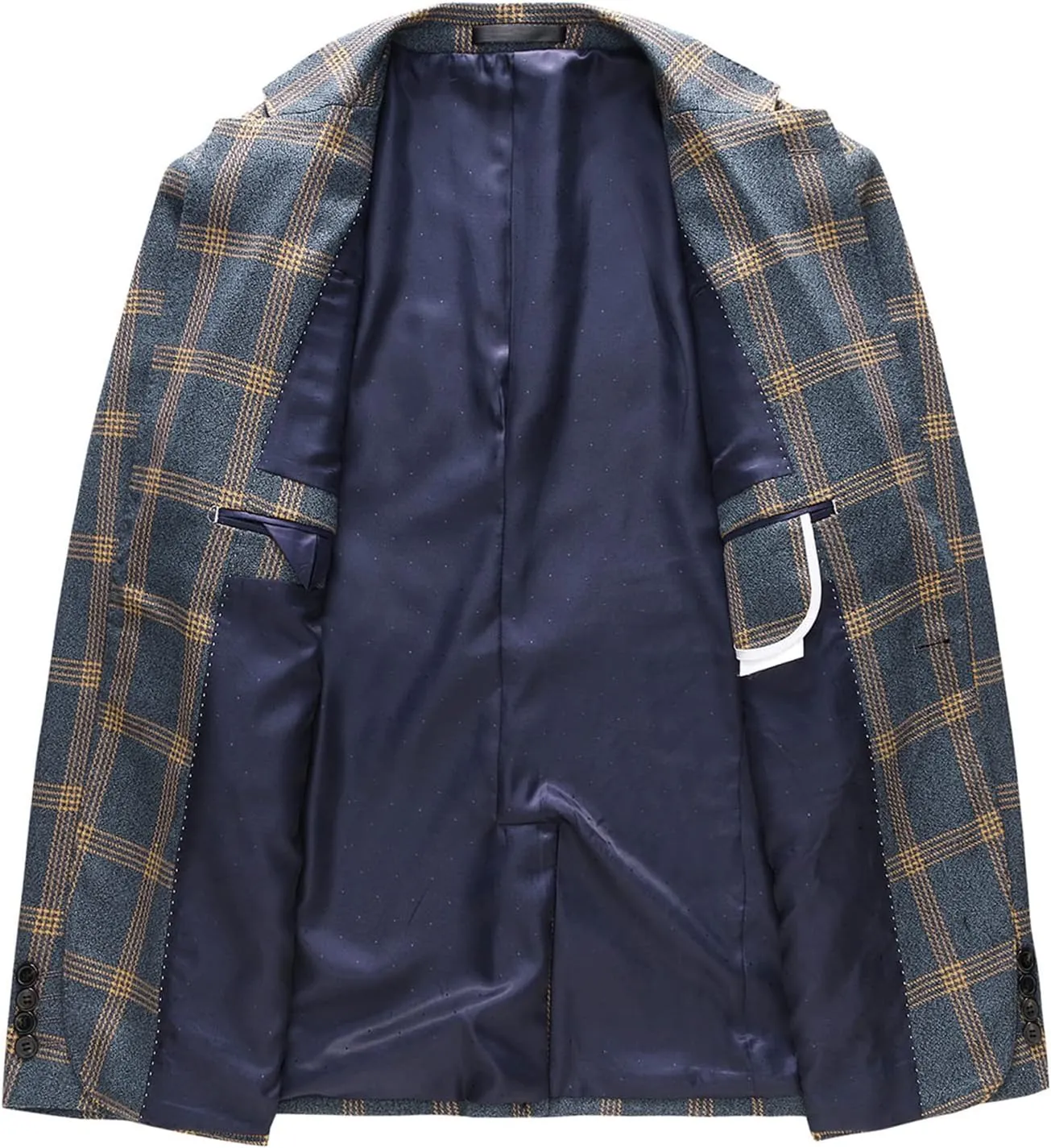 Mens Plaid Blazer Sports Coat Casual Slim Fit Checkered Blazer for Men Wedding