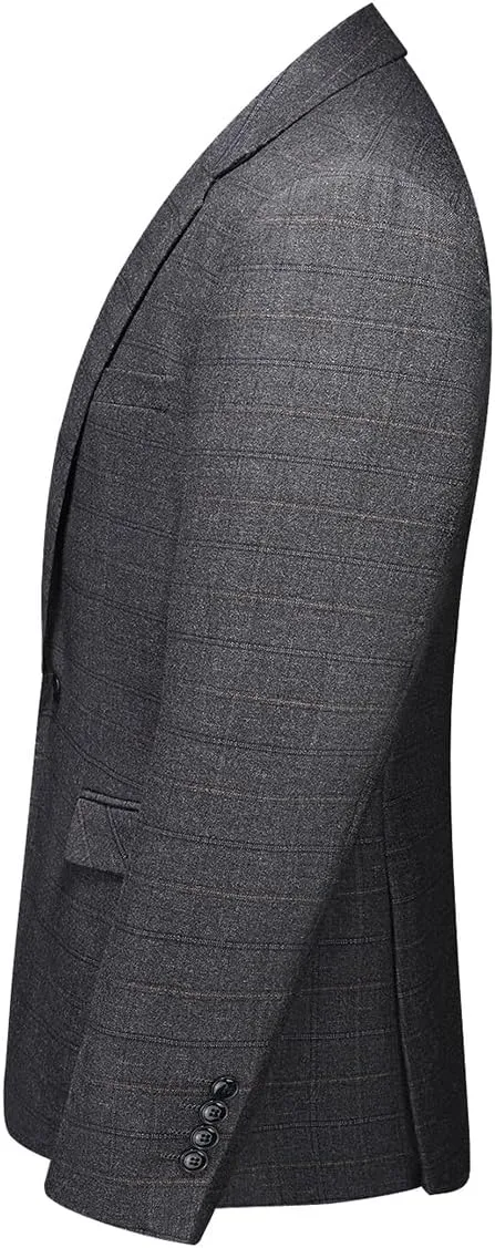 Mens Plaid Blazer Sports Coat Casual Slim Fit Checkered Blazer for Men Wedding