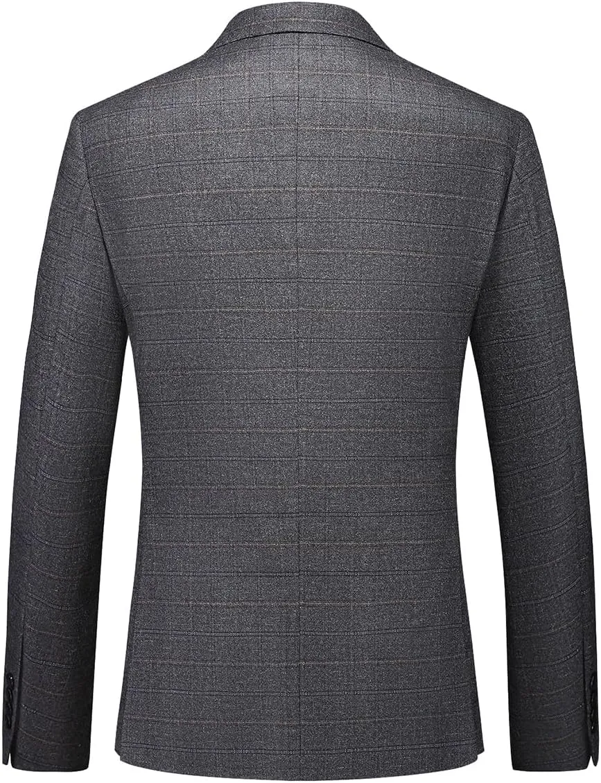 Mens Plaid Blazer Sports Coat Casual Slim Fit Checkered Blazer for Men Wedding