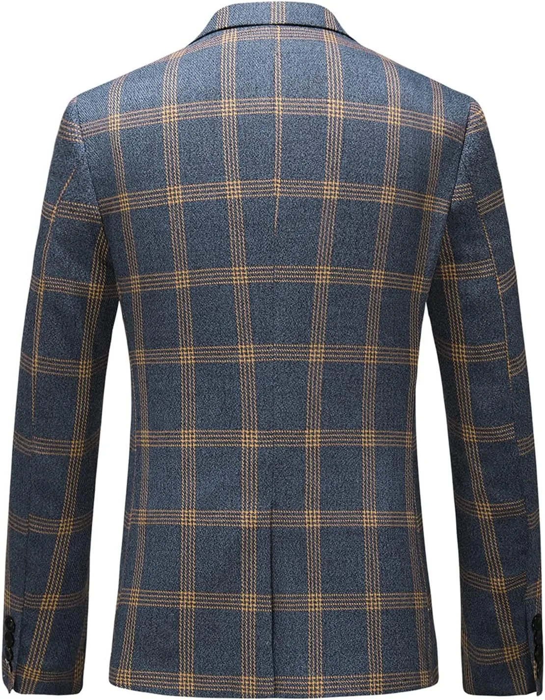Mens Plaid Blazer Sports Coat Casual Slim Fit Checkered Blazer for Men Wedding
