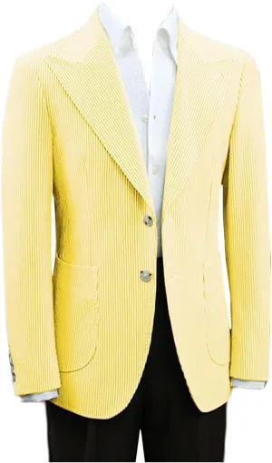 Mens Seersucker Single Breasted Blazer Jacket Slim Fit Peak Lapel Striped Sport Coats for Wedding Party