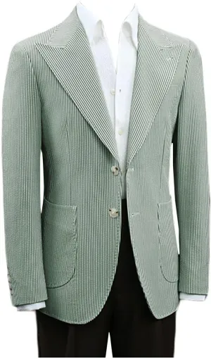 Mens Seersucker Single Breasted Blazer Jacket Slim Fit Peak Lapel Striped Sport Coats for Wedding Party