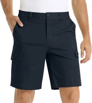 Mens Shorts Casual Flat-Front Multi Pockets Cargo Shorts Stylish Premium Twill Solid Work Utility Tooling Shorts