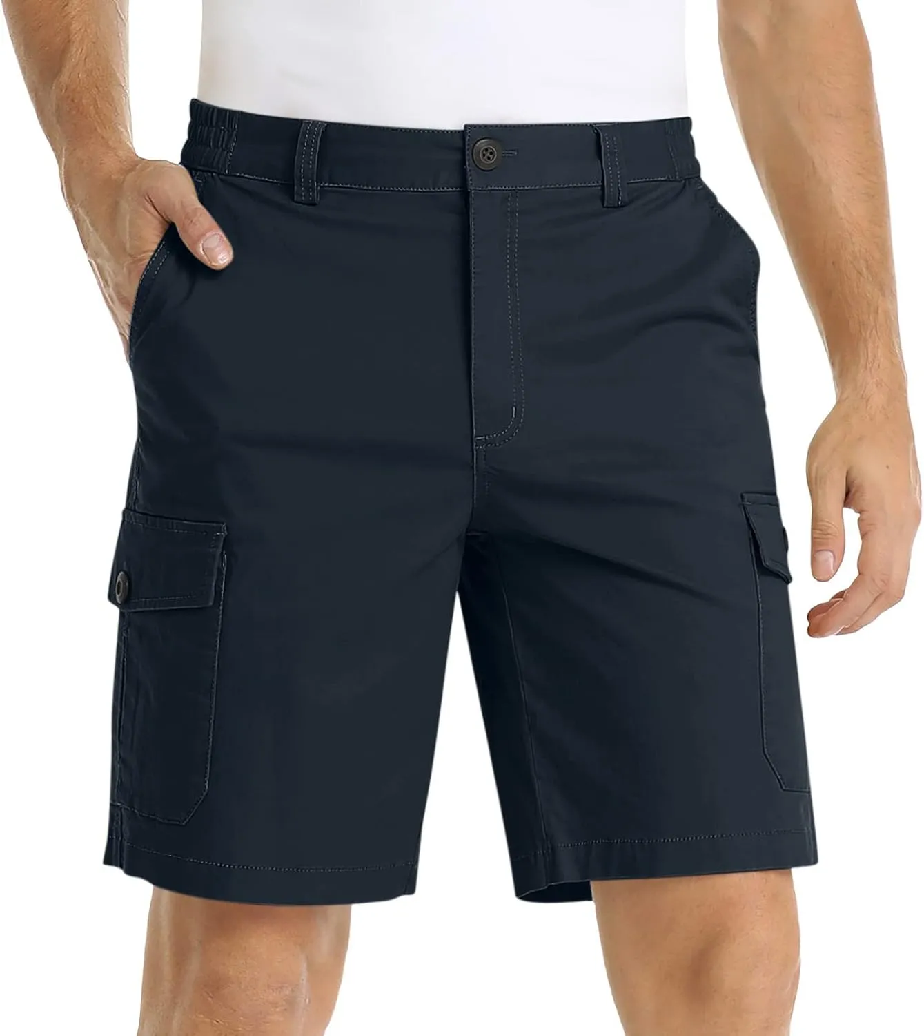 Mens Shorts Casual Flat-Front Multi Pockets Cargo Shorts Stylish Premium Twill Solid Work Utility Tooling Shorts