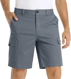 Mens Shorts Casual Flat-Front Multi Pockets Cargo Shorts Stylish Premium Twill Solid Work Utility Tooling Shorts