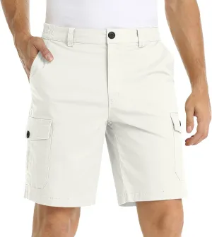 Mens Shorts Casual Flat-Front Multi Pockets Cargo Shorts Stylish Premium Twill Solid Work Utility Tooling Shorts