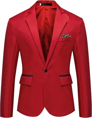 Mens Slim Fit Peak Lapel Blazer Suit Jacket, Lightweight Sports Coat and Dress Jacket, Single Button for Casual Daily Wear