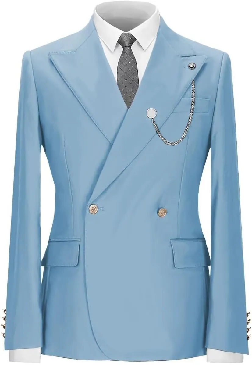 Mens Suit Blazer Slim Fit Two Button Sport Coat Casual Suit Jacket Peak Lapel Wedding Business Suit Blazer(1 Jacket)