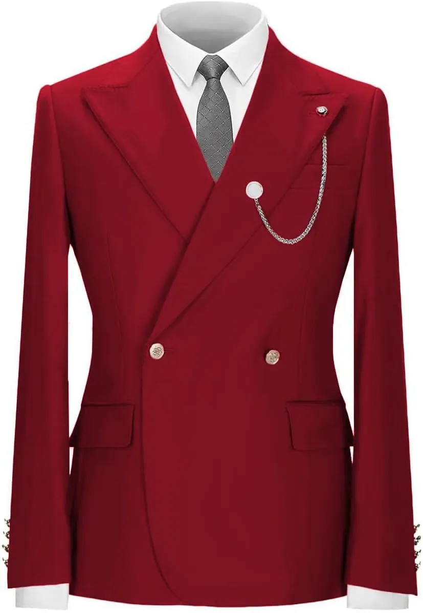 Mens Suit Blazer Slim Fit Two Button Sport Coat Casual Suit Jacket Peak Lapel Wedding Business Suit Blazer(1 Jacket)