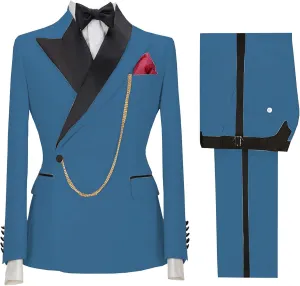 Mens Suit Slim Fit - 2 Piece Suits for Men Peak Lapel Wedding Suits One Button Tuxedo Blazer & Pants