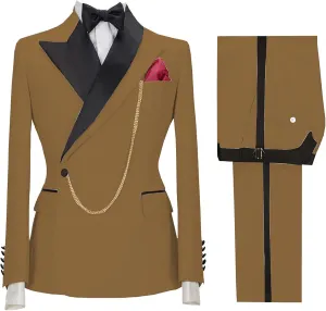 Mens Suit Slim Fit - 2 Piece Suits for Men Peak Lapel Wedding Suits One Button Tuxedo Blazer & Pants