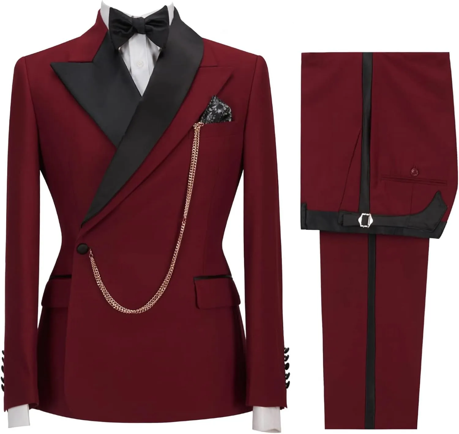 Mens Suit Slim Fit - 2 Piece Suits for Men Peak Lapel Wedding Suits One Button Tuxedo Blazer & Pants