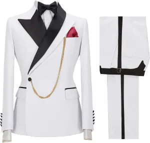 Mens Suit Slim Fit - 2 Piece Suits for Men Peak Lapel Wedding Suits One Button Tuxedo Blazer & Pants