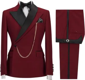 Mens Suit Slim Fit - 2 Piece Suits for Men Peak Lapel Wedding Suits One Button Tuxedo Blazer & Pants