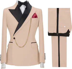 Mens Suit Slim Fit - 2 Piece Suits for Men Peak Lapel Wedding Suits One Button Tuxedo Blazer & Pants
