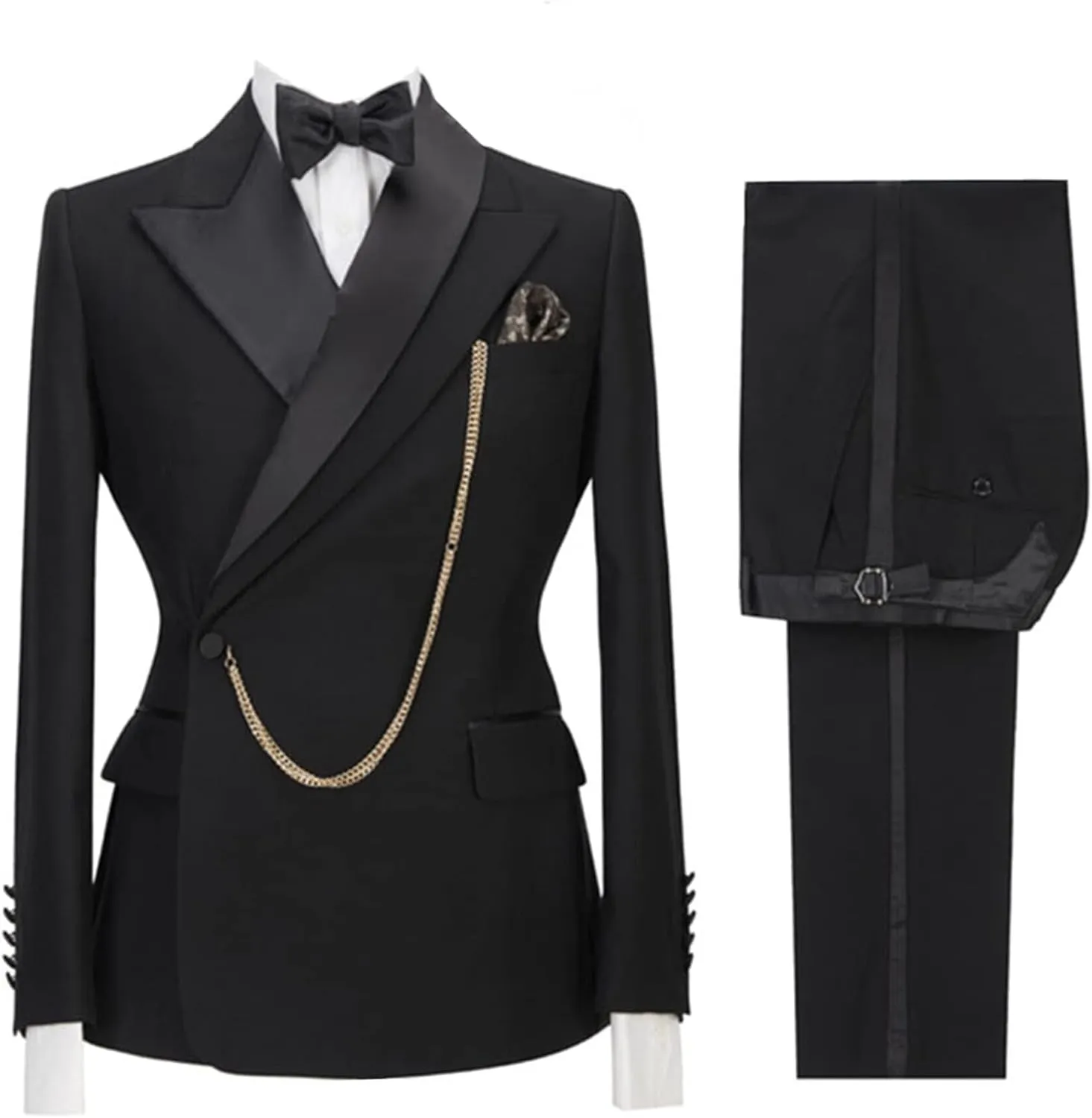 Mens Suit Slim Fit - 2 Piece Suits for Men Peak Lapel Wedding Suits One Button Tuxedo Blazer & Pants