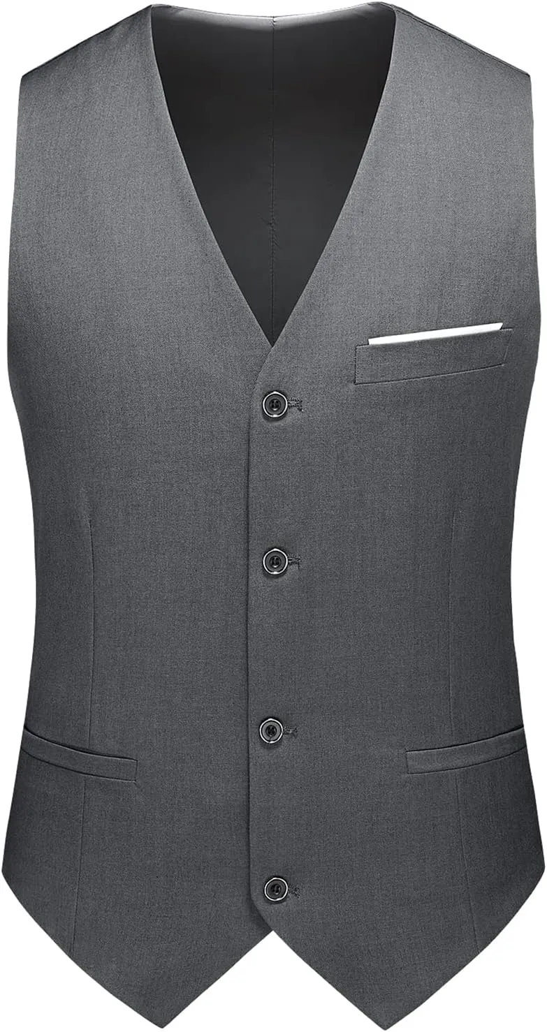 Mens Suits 3 Pieces Slim Fit One Button Solid Suit Blazers for Business Wedding Formal Prom Tuxedo Blazer Vest & Pant Set