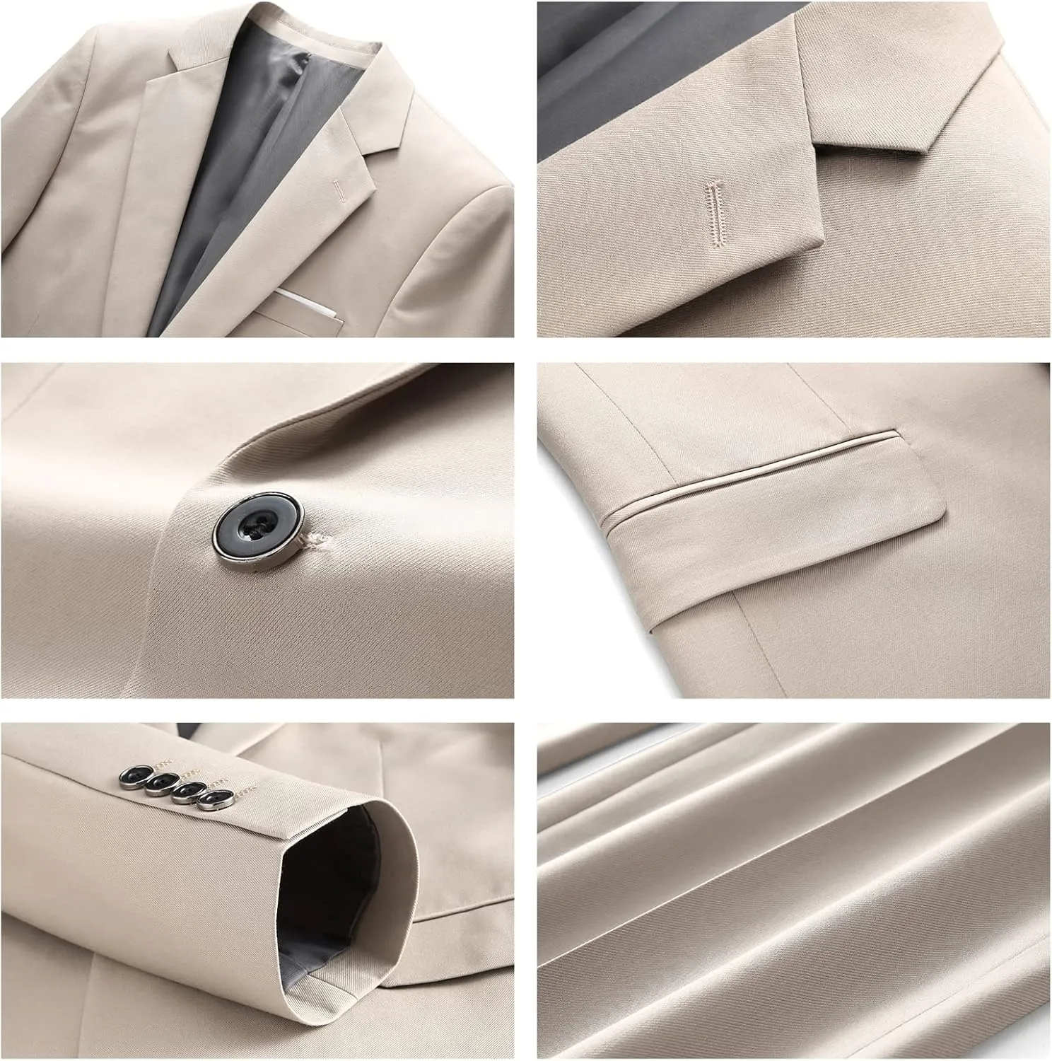 Mens Suits 3 Pieces Slim Fit One Button Solid Suit Blazers for Business Wedding Formal Prom Tuxedo Blazer Vest & Pant Set