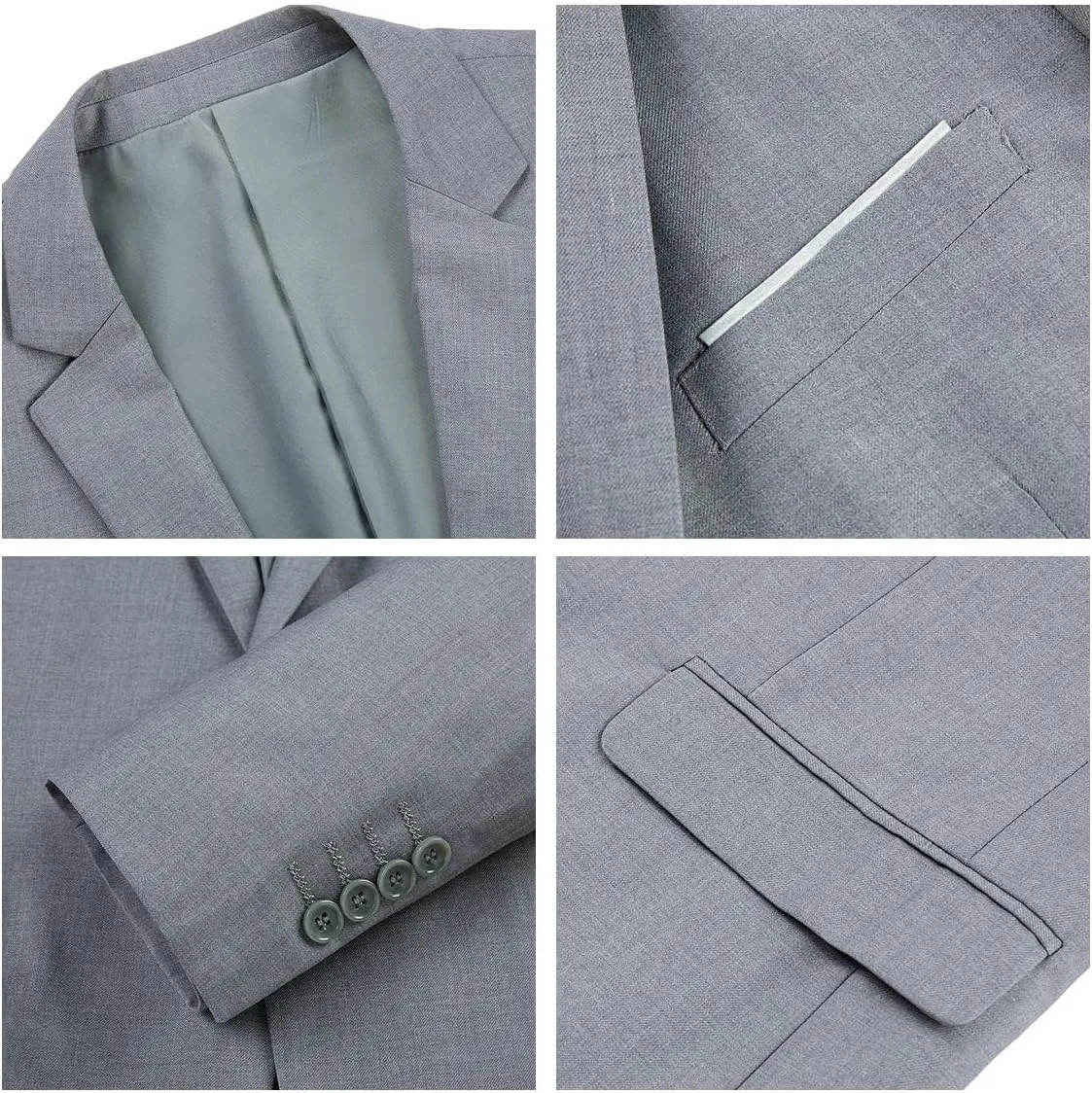 Mens Suits 3 Pieces Slim Fit One Button Solid Suit Blazers for Business Wedding Formal Prom Tuxedo Blazer Vest & Pant Set