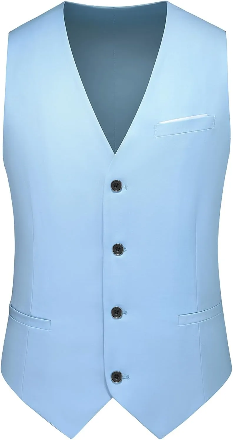 Mens Suits 3 Pieces Slim Fit One Button Solid Suit Blazers for Business Wedding Formal Prom Tuxedo Blazer Vest & Pant Set