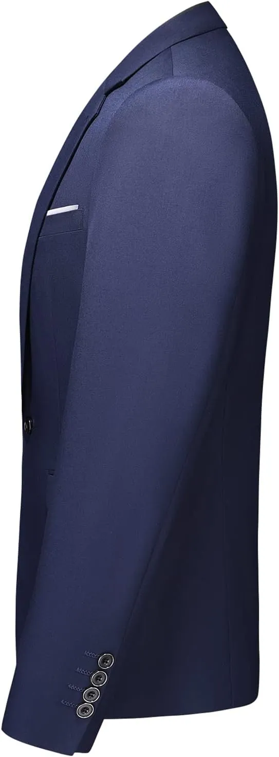 Mens Suits 3 Pieces Slim Fit One Button Solid Suit Blazers for Business Wedding Formal Prom Tuxedo Blazer Vest & Pant Set