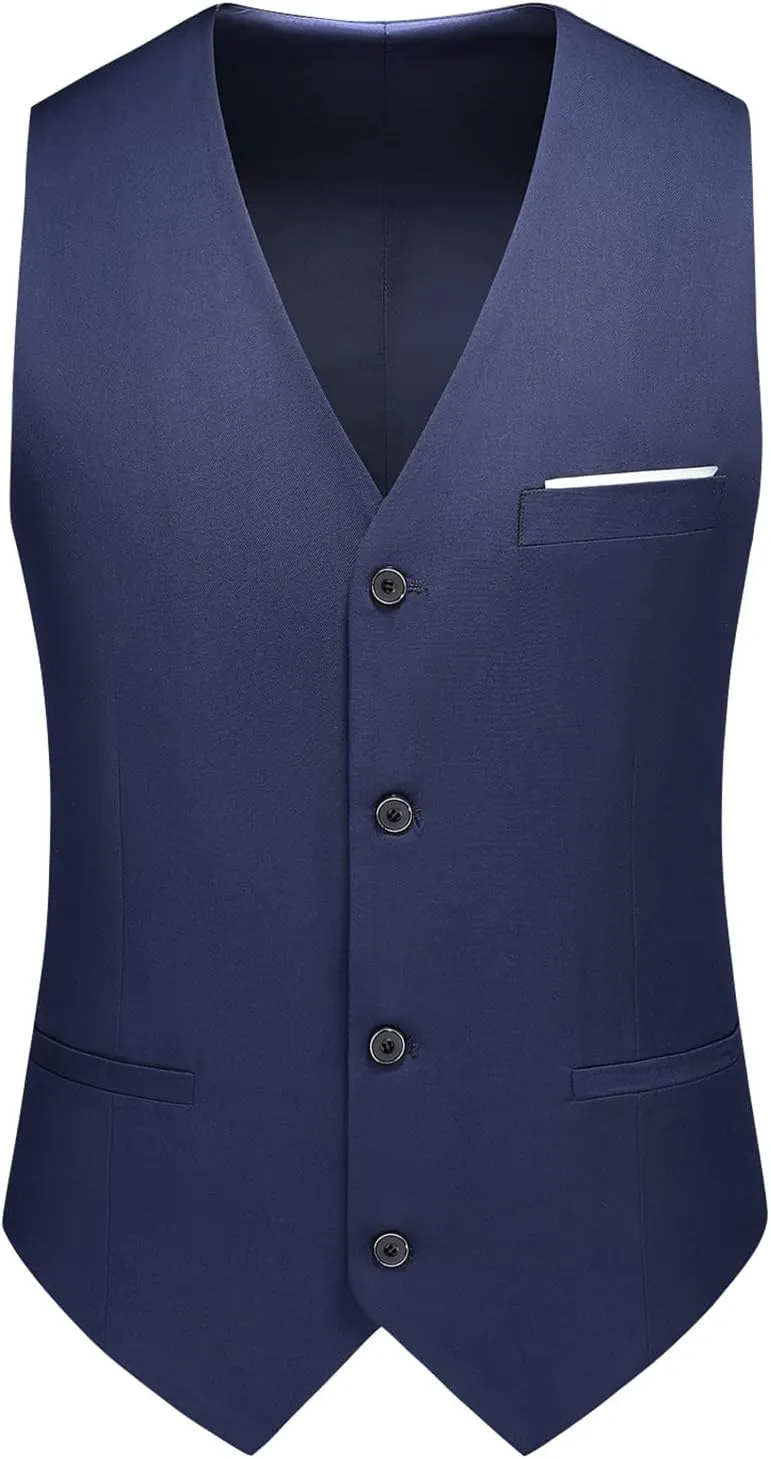 Mens Suits 3 Pieces Slim Fit One Button Solid Suit Blazers for Business Wedding Formal Prom Tuxedo Blazer Vest & Pant Set