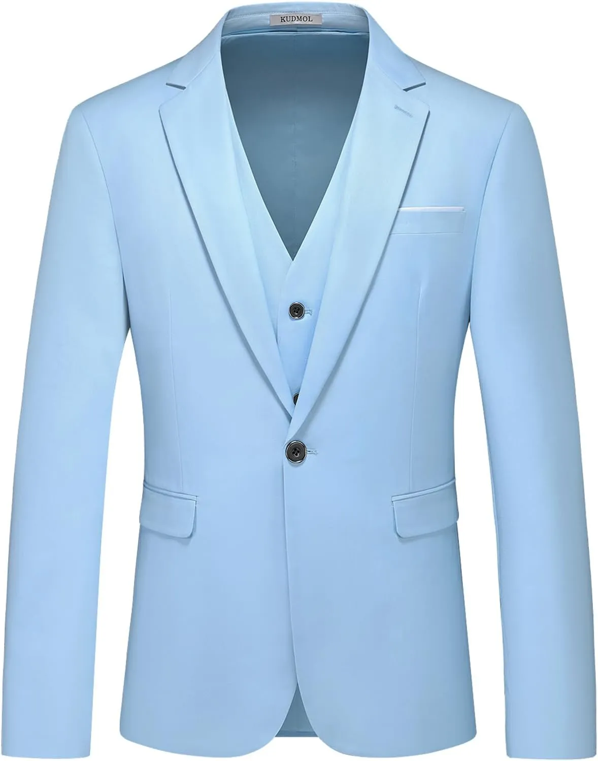 Mens Suits 3 Pieces Slim Fit One Button Solid Suit Blazers for Business Wedding Formal Prom Tuxedo Blazer Vest & Pant Set