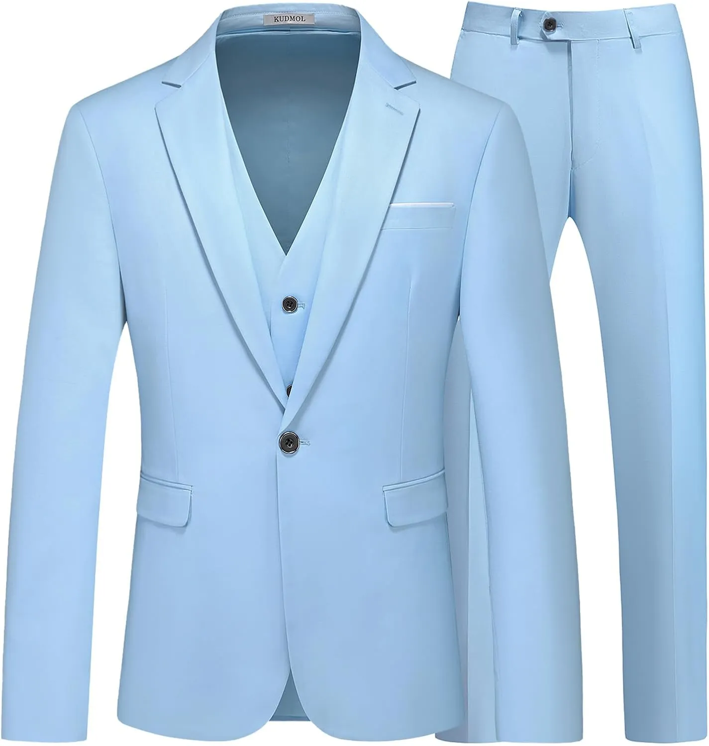 Mens Suits 3 Pieces Slim Fit One Button Solid Suit Blazers for Business Wedding Formal Prom Tuxedo Blazer Vest & Pant Set