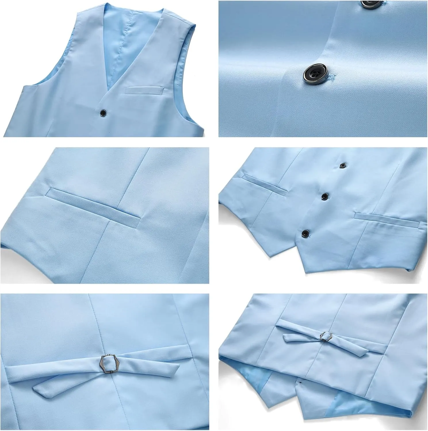 Mens Suits 3 Pieces Slim Fit One Button Solid Suit Blazers for Business Wedding Formal Prom Tuxedo Blazer Vest & Pant Set