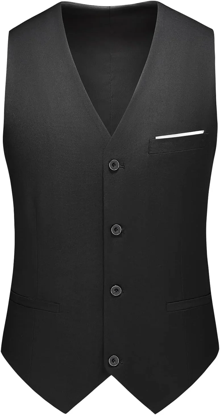 Mens Suits 3 Pieces Slim Fit One Button Solid Suit Blazers for Business Wedding Formal Prom Tuxedo Blazer Vest & Pant Set