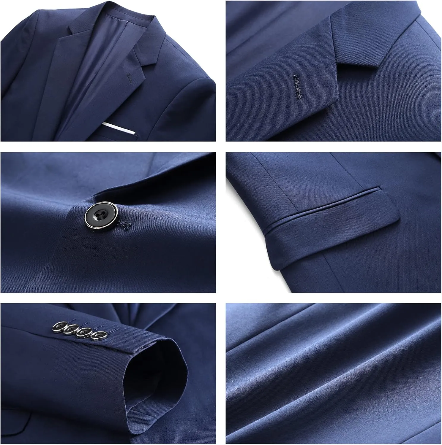 Mens Suits 3 Pieces Slim Fit One Button Solid Suit Blazers for Business Wedding Formal Prom Tuxedo Blazer Vest & Pant Set