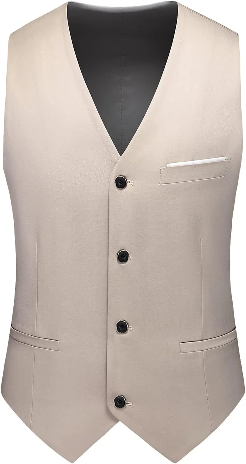 Mens Suits 3 Pieces Slim Fit One Button Solid Suit Blazers for Business Wedding Formal Prom Tuxedo Blazer Vest & Pant Set
