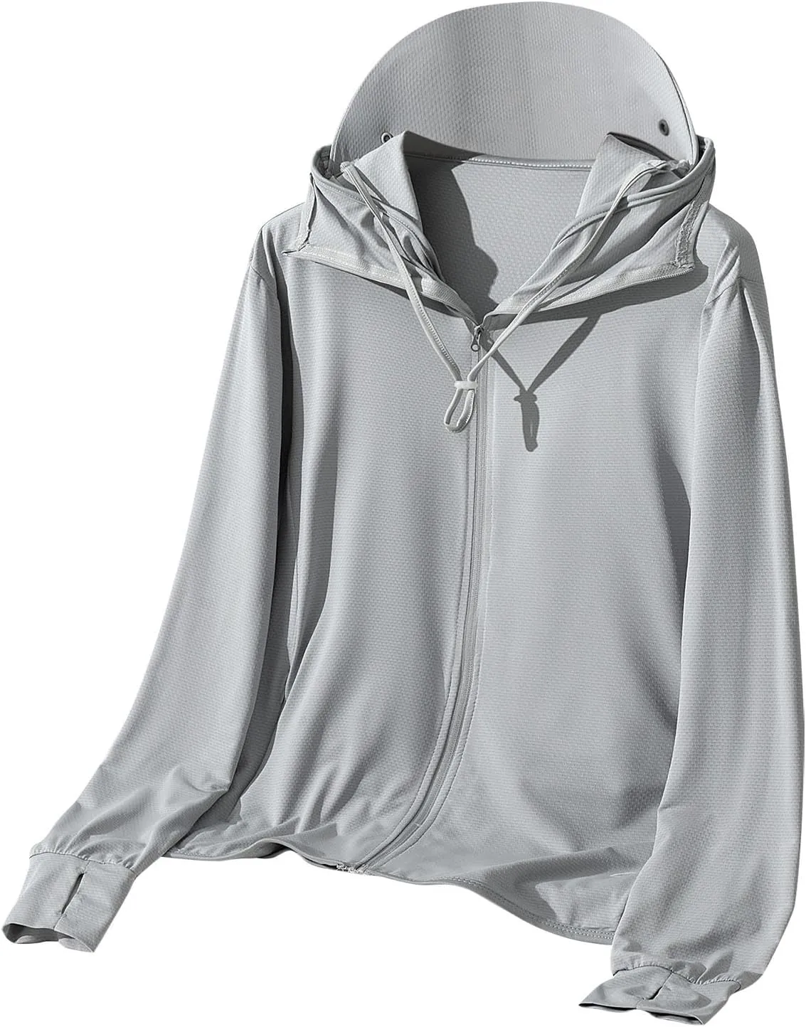 Men's Thin Hoodies Summer Outfit Solid Color Zip Up Fishing Hoodie Long Sleeve Comfort Trendy Casual Tops